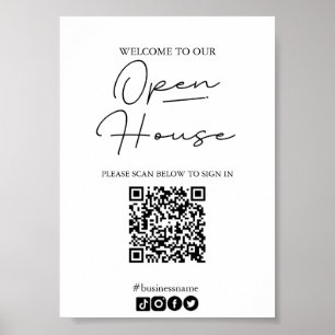 Öppna House-inloggning Lakan med QR-kod Poster