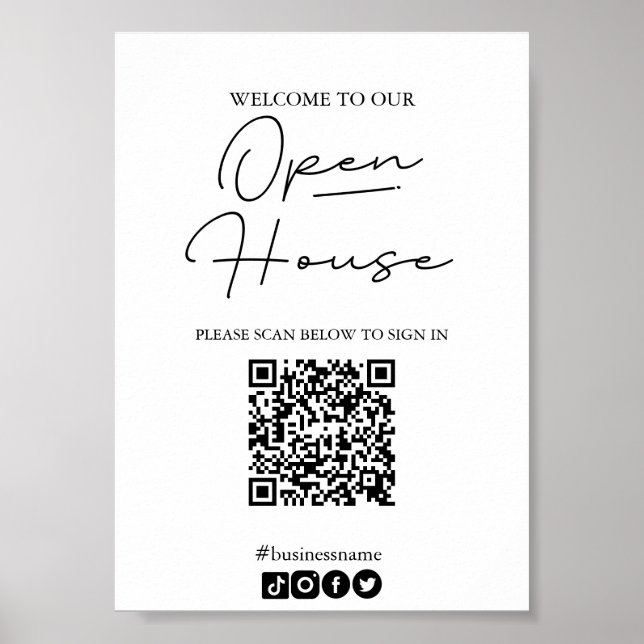 Öppna House-inloggning Lakan med QR-kod Poster (Framsidan)