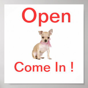 Öppna Hund för Chihuahua-tecken Poster