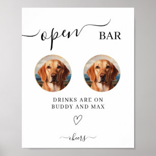 Öppna Hund-tecken i Pub,Skriv fotodryckstecken för Poster