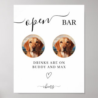 Öppna Hund-tecken i Pub,Skriv fotodryckstecken för Poster