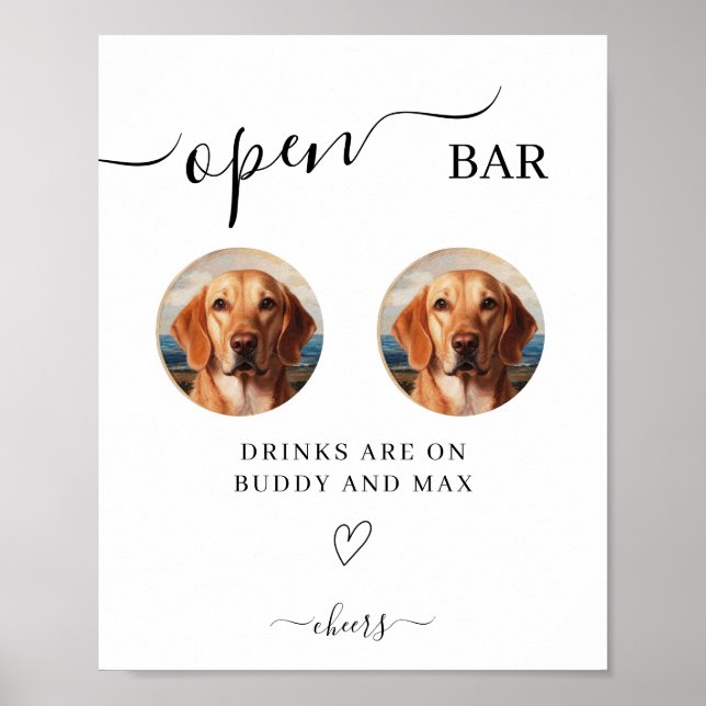 Öppna Hund-tecken i Pub,Skriv fotodryckstecken för Poster (Framsidan)