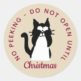 Öppna inte förrän jul Peekaboo Kitty Katt Runt Klistermärke