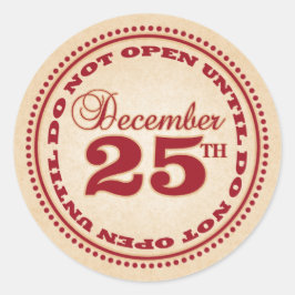 Öppna inte förrän julklappar runt klistermärke