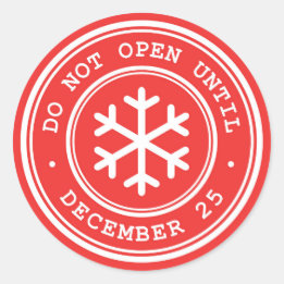 Öppna inte förrän Röd julgåva Märkre Runt Klistermärke