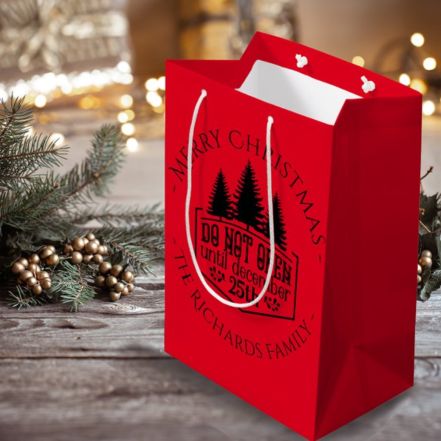 Öppna inte förrän - Röd Personlig jul (Do not Open until - Red Personalized Christmas Medium Gift Bag)