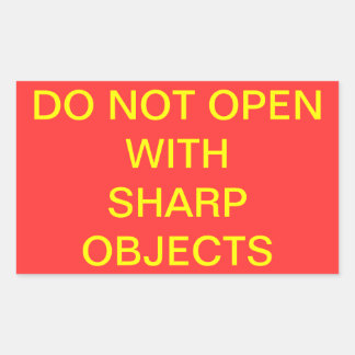 Öppna inte med Vassa objekt Rektangulärt Klistermärke