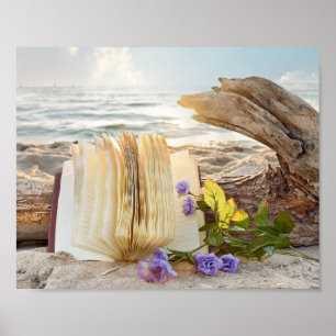 öppna journal på drivträ från strand poster