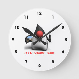 Öppna källknapp (Software Developer Duke) Rund Klocka
