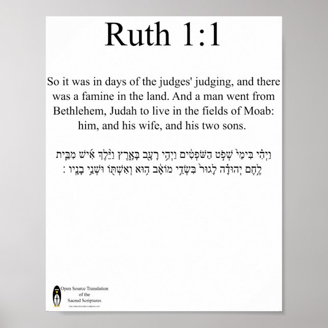 Öppna källöversättningsruth 1:1 poster (Framsidan)