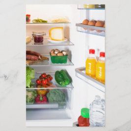 Öppna kylskåp fylld med mat brevpapper