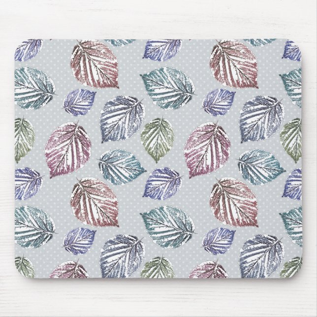 Öppna löv på lätt grått-bakgrund musmatta (Framsidan)