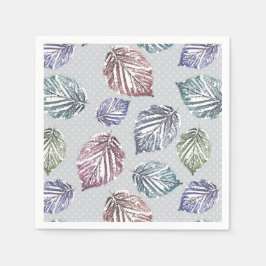 Öppna löv på lätt grått-bakgrund pappersservett