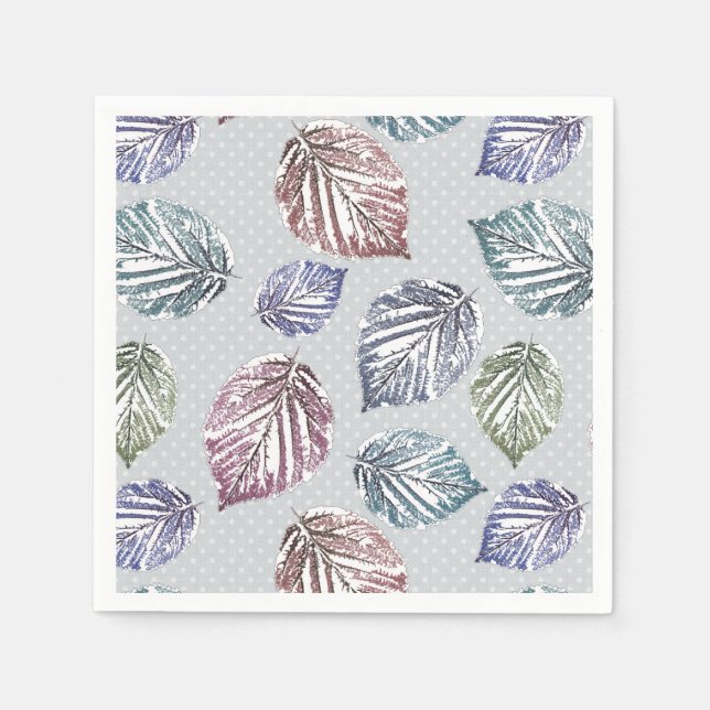 Öppna löv på lätt grått-bakgrund pappersservett (Framsidan)