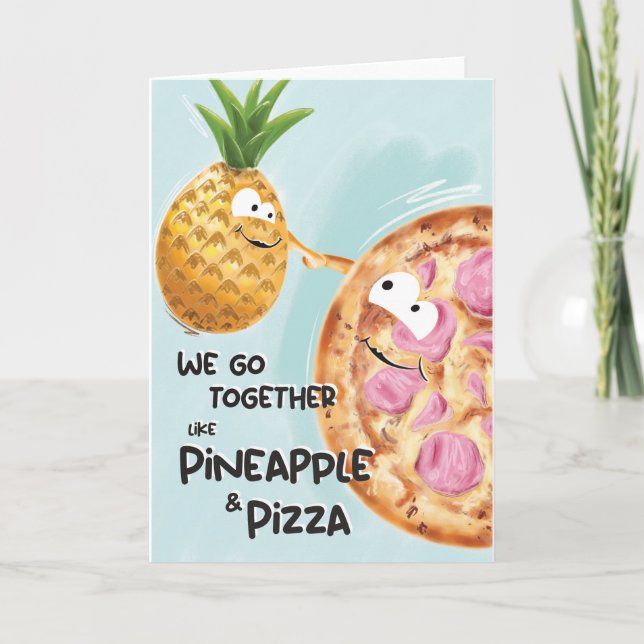 Öppna lusen Vi går tillsammans som ananas och Pizz Kort (Framsida)