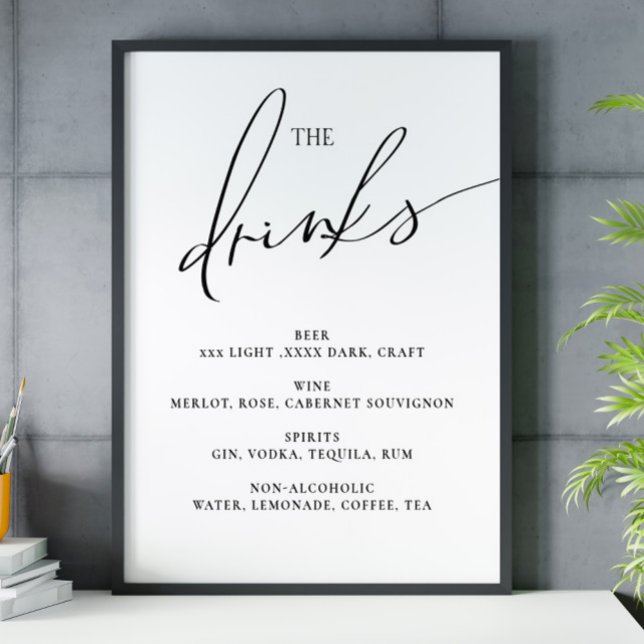 Öppna menyn pub: Poster tecknet Drinks bröllop (Skapare uppladdad)