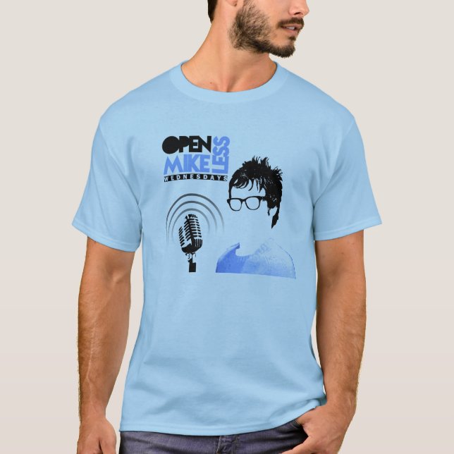 Öppna Mikeless Tshirtblått med turnerar data T-shirt (Framsida)
