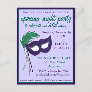 Öppna Nattens Klubb Masqueramasken Party Inbjudan Vykort