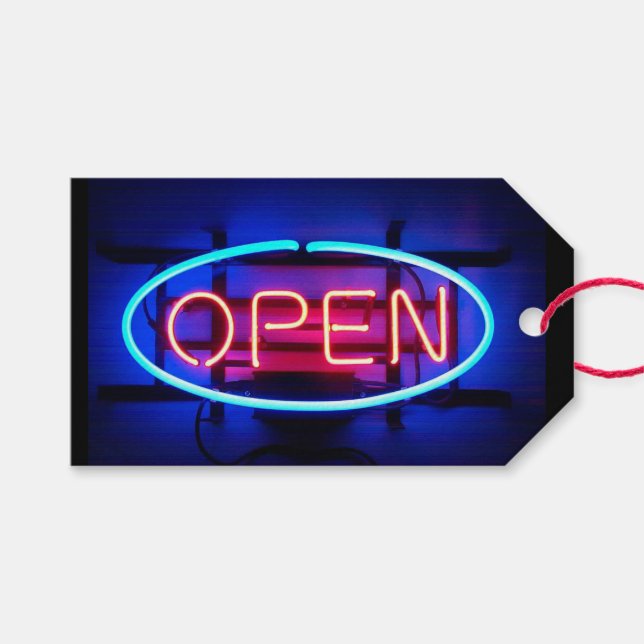 Öppna Neon-signatur Presentetikett (Framsidan (Horisontell))