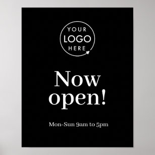 Öppna nu   Logotyp för öppningstider för företag - Poster