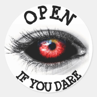 Öppna om du är Dare, Scary Eyeball Sticker Runt Klistermärke