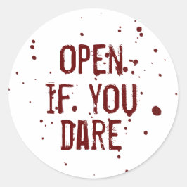 Öppna om du Dare Blood Splatter Halloween Sticker Runt Klistermärke