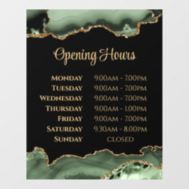 Öppna öppningstider för Sage Grönt Guld Agate-föns