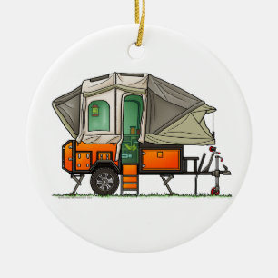 Öppna popup-kamera med RV-lycklig Julgransprydnad Keramik