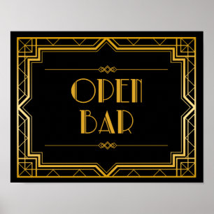 Öppna Pub Bröllop-tecken Gatsby Art Deco Poster