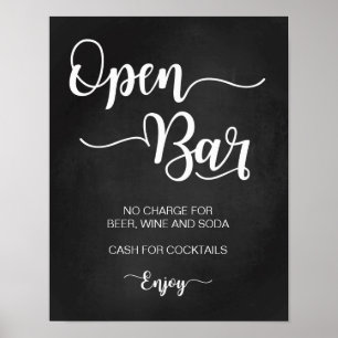 Öppna Pub Bröllop-tecken Modern kallgrafi Poster