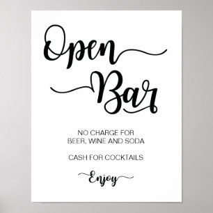 Öppna Pub Bröllop-tecken Modern kalligrafi Poster