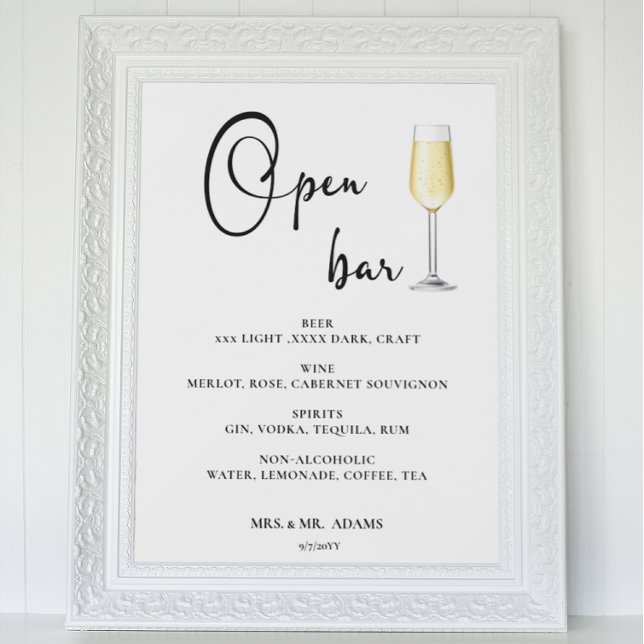 Öppna pub Menu bröllop-tecken Poster (Skapare uppladdad)