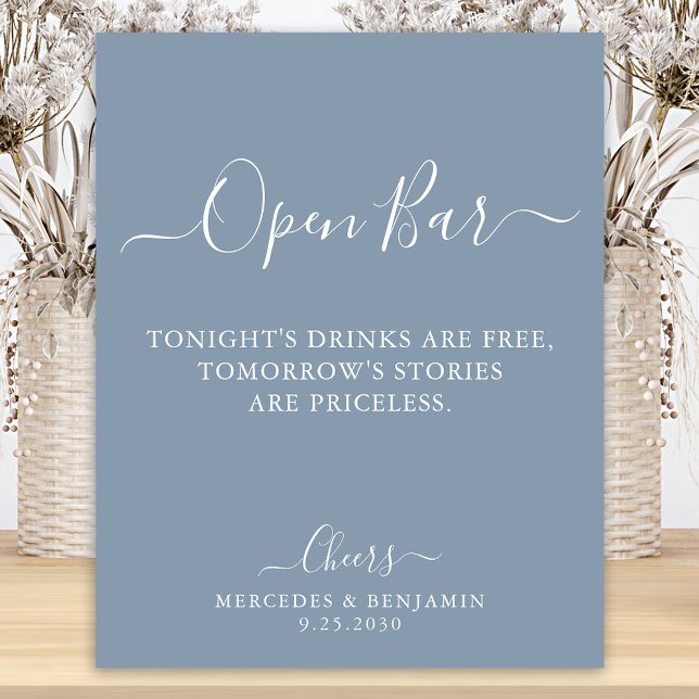 Öppna Pub Personlig Dusty Blue Bröllop Drinks Poster (Skapare uppladdad)