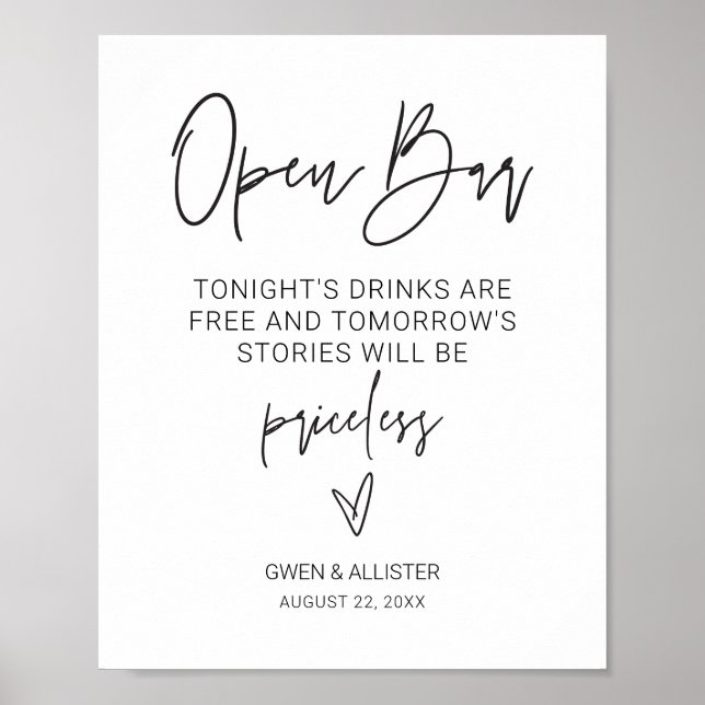Öppna Pub-signaturanteckningsbröllopsmottagning Po Poster (Framsidan)