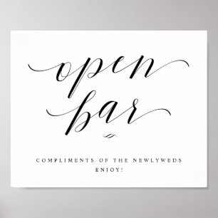 Öppna Pub-skriptcalligrafi - bröllopsmottagningssk Poster