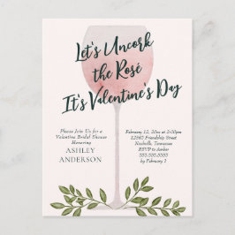 Öppna Rosé-flaskan Bröllopsfest-inbjudan till Vale Vykort