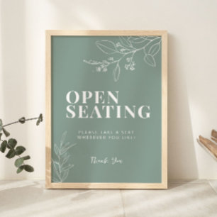 Öppna sätessida Grönt Bröllop-tecken Poster