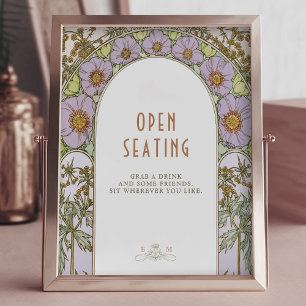 Öppna sätesskylten Vintage Art nouveau av Mucha Poster