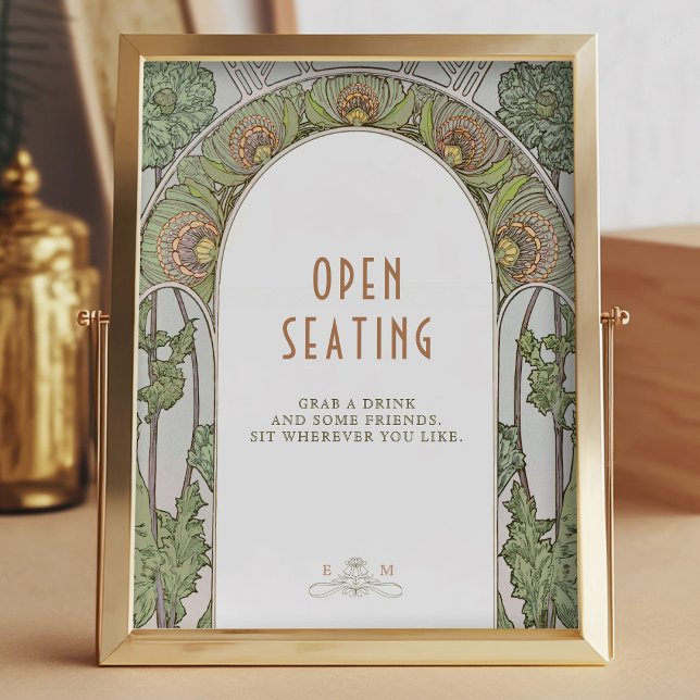 Öppna sätesskylten Vintage Art nouveau av Mucha Poster (Skapare uppladdad)