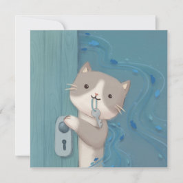 Öppna upp: Katt med Nyckel Inbjudningar