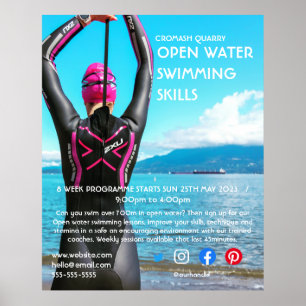 Öppna vatten simmande triathlon-cykel som kör flug poster