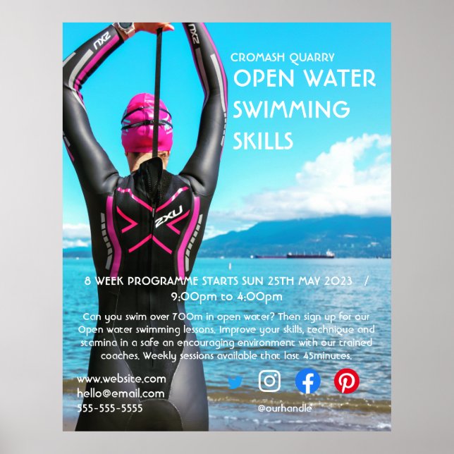 Öppna vatten simmande triathlon-cykel som kör flug poster (Framsidan)