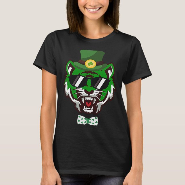 Öppna växthälsan Bengal Tiger Sunglasses St Pat T Shirt (Framsida)