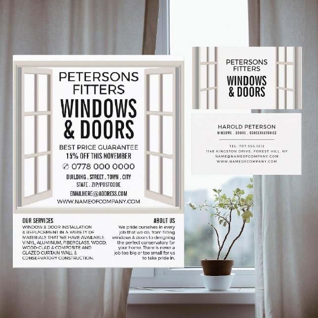 Öppna Window Design, Window & Door Fitter Company Flygblad (Skapare uppladdad)