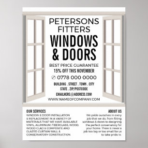 Öppna Window Design, Window & Door Fitter Company Poster