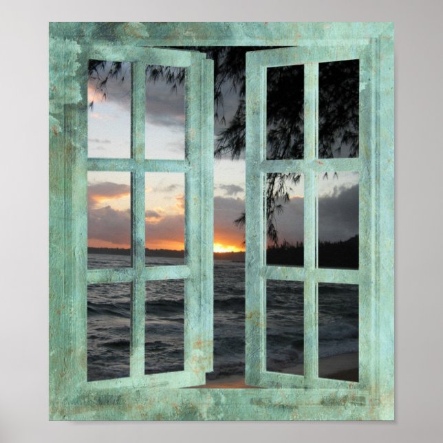 Öppna Window Kauai Sunset Poster (Framsidan)