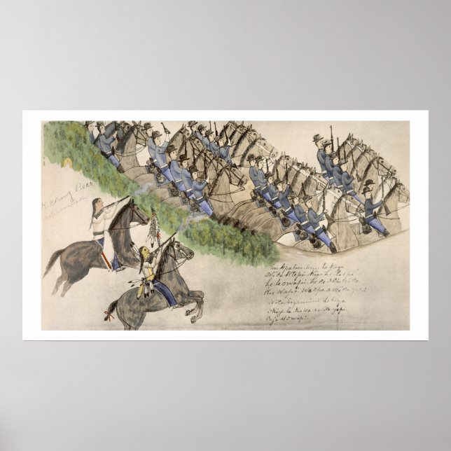 Öppnande av slaget vid Little Big Horn (bläck) Poster (Framsidan)