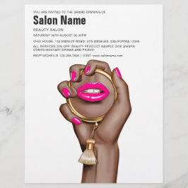 Öppning av Rosa och Guld Glam Chic Skönhetssalong Reklamblad