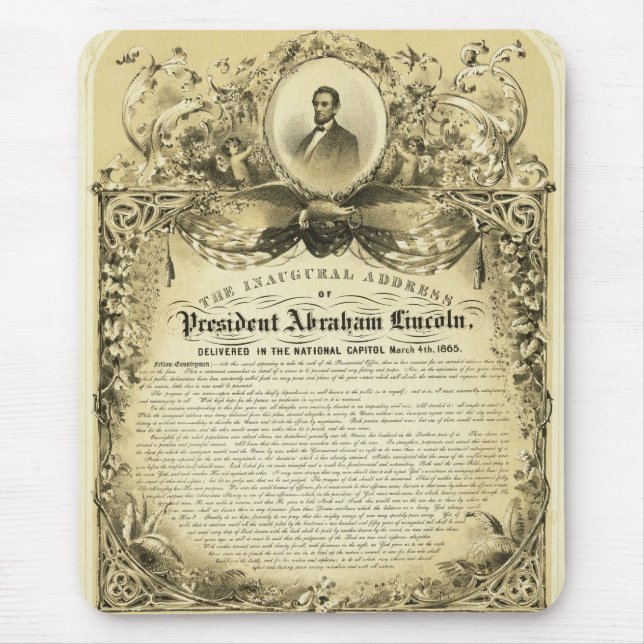 Öppnings- adress av Abraham Lincoln mars 4 1865 Musmatta (Framsidan)