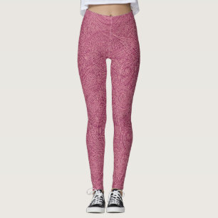 Öppningsarbetet rosa ros Guld Spiral Mönster Leggings